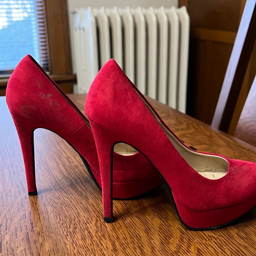 Red suede heels